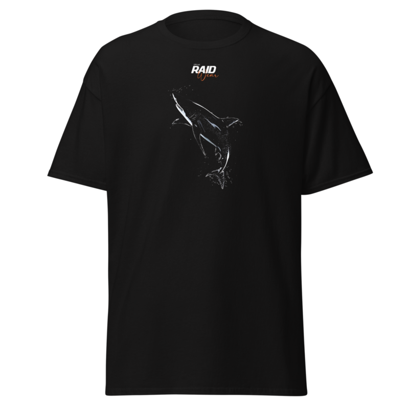 RAID Wear Shark Front Print T-Shirt – M, Black