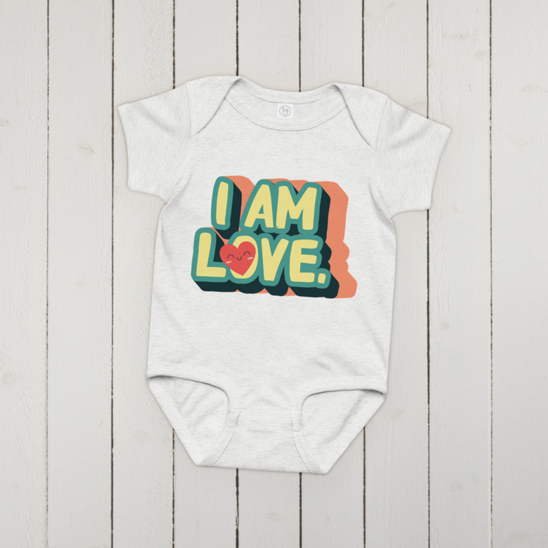 I am Love Baby Onesie – 6M, Ash