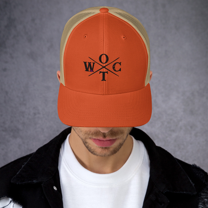 OTWC - Trucker Cap - Black Text – One size, Rustic Orange/ Khaki