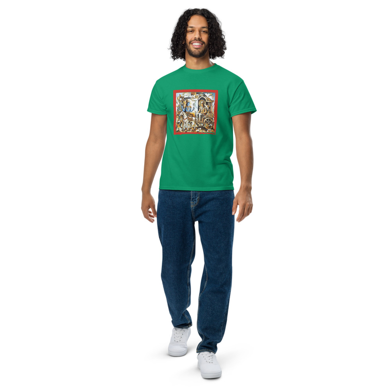 Bhagavad Gita Cubism Tee – XL, Kelly Green