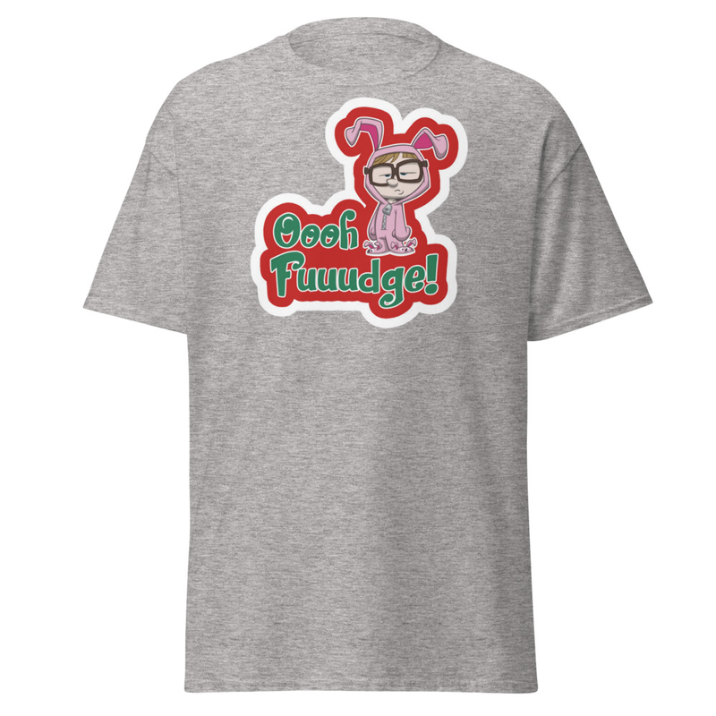 NEW Oooh Fuuudge! Bunny Suit T-Shirt Custom Made by: A Christmas Story Family™ – S, Sport Grey
