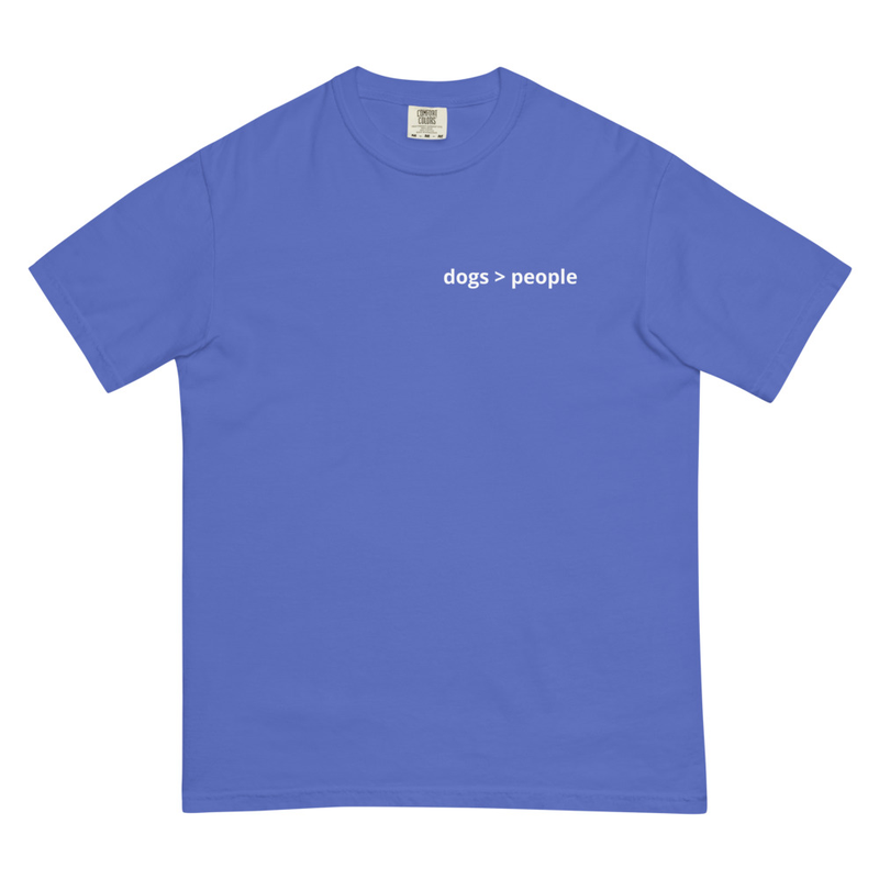 dogs > people Unisex garment-dyed heavyweight t-shirt – XL, Flo Blue