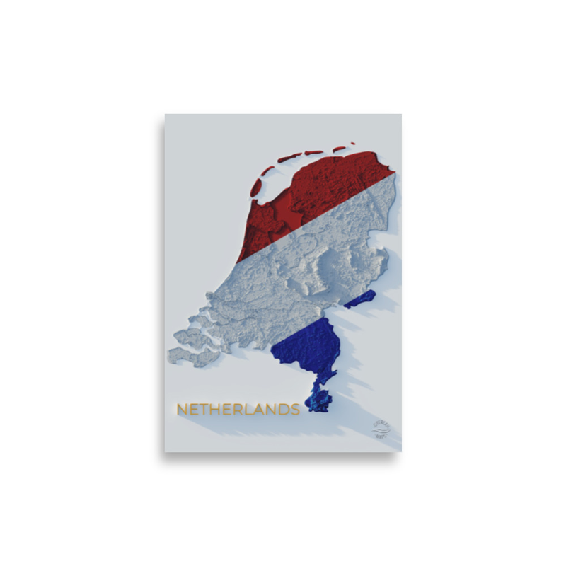 Netherlands Relief Map Poster
