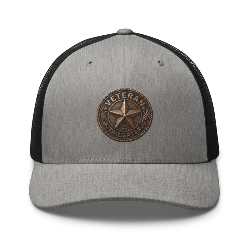Veteran Tailgater Trucker Cap – One size, Heather/ Black