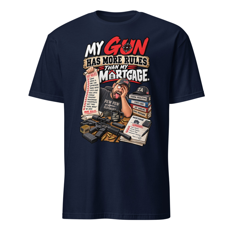 Gun Rules - Short-Sleeve Unisex T-Shirt – L, Navy