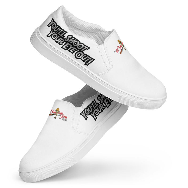 Men’s Classic White A Christmas Story Family "Don't Shoot Your Eye Out" Slip-on Comfy Canvas Shoes