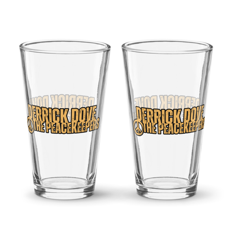 Derrick Dove & The Peacekeepers beer pint glass