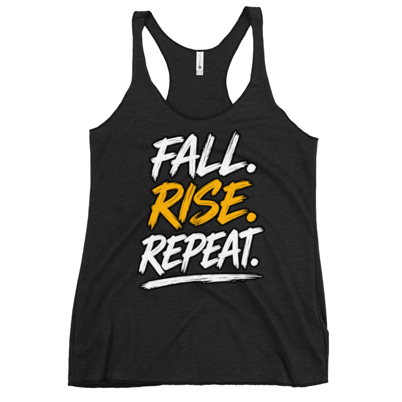 Fall. Rise. Repeat. Racerback Tank – S, Vintage Black