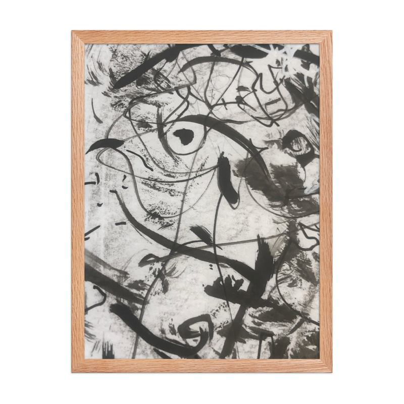 Perceptual Field 0142 – Something Looking Back – Framed Print – 18″×24″, Red Oak