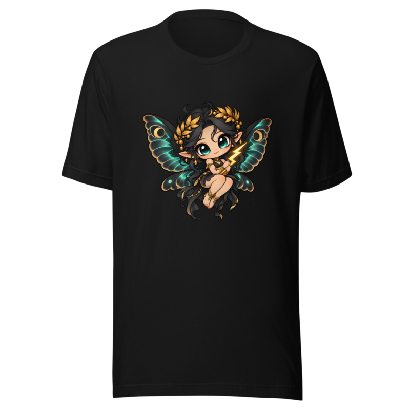 Moth-Wing Fae on a black tee