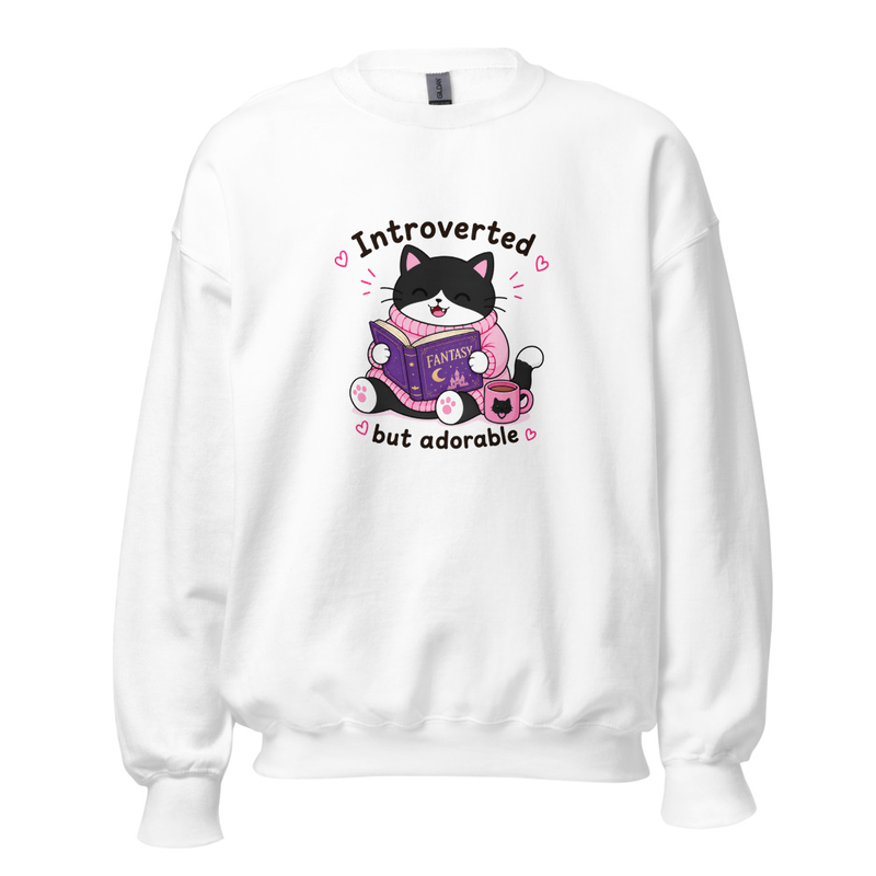 Introverted but adorable Tuxedo Cat Jumper – 5XL, White