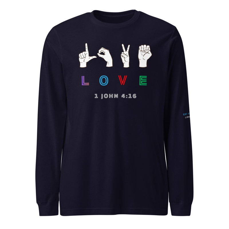 LOVE Unisex Long Sleeve Tee – XS, Navy