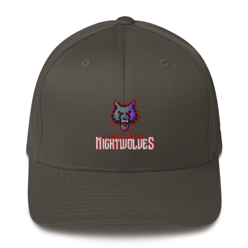Northwest Nightwolves - Fitted Logo Hat – S/M, Dark Grey