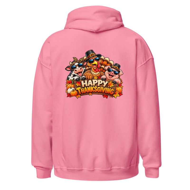 Cool Critters Thanksgiving Unisex Hoodie – S, Azalea