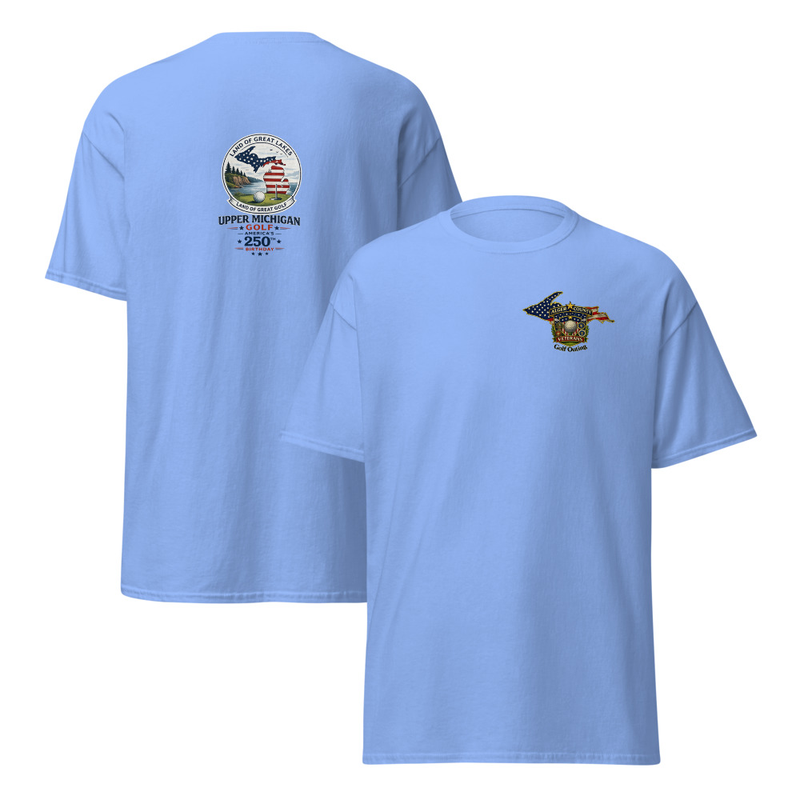 Alger Country Veteran's Golf Out Logo #3 Unisex classic tee – S, Carolina Blue