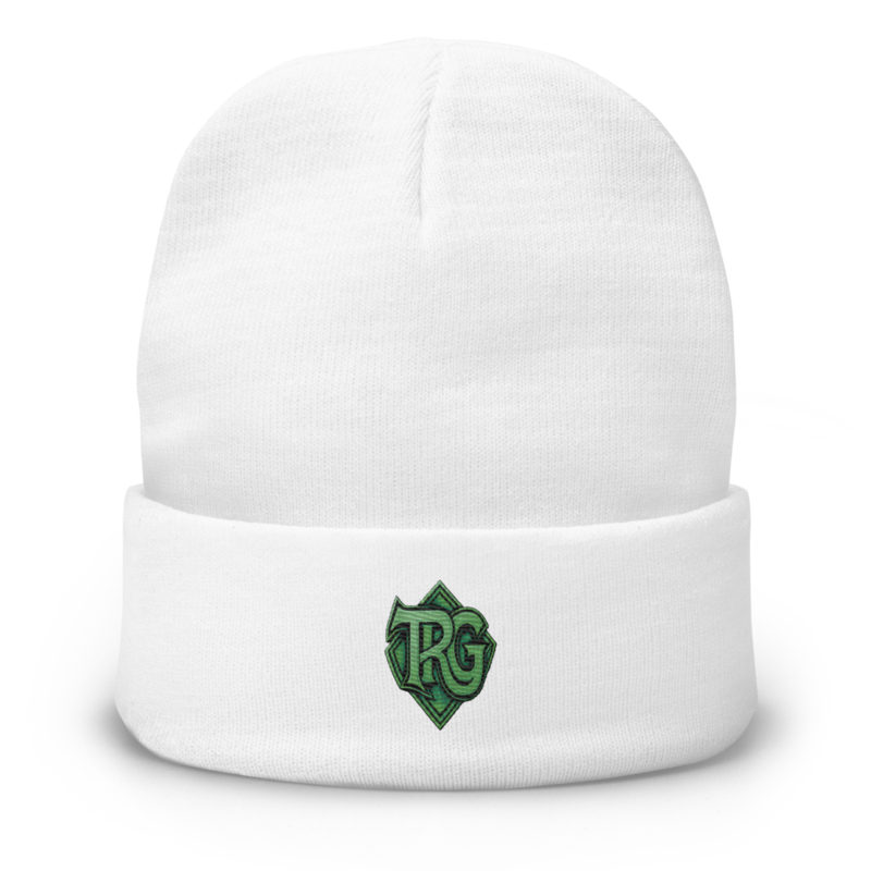TRG White Unisex Embroidered Beanie