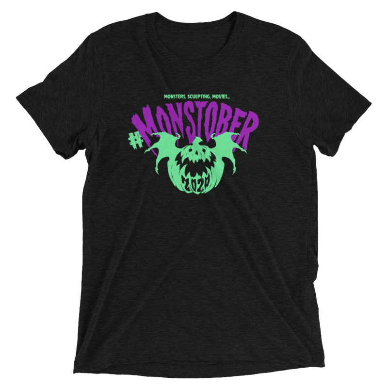 Monstober2020 MonsTee - Bella + Canvas 3413 Unisex Triblend Short Sleeve T-Shirt with Tear Away Label (Charcoal-Black Triblend)