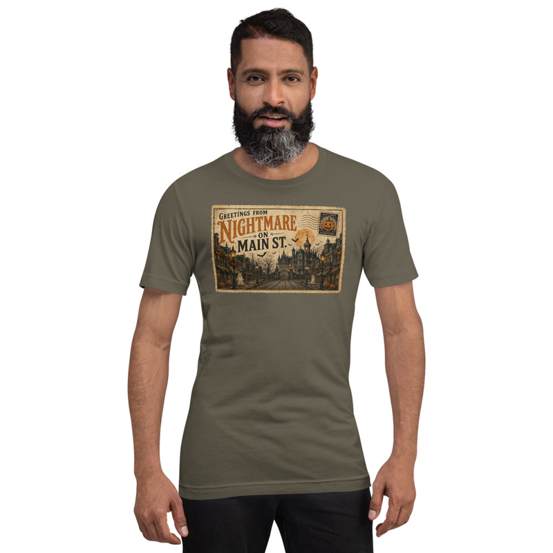 Vintage Halloween Postcard Tee – S, Army