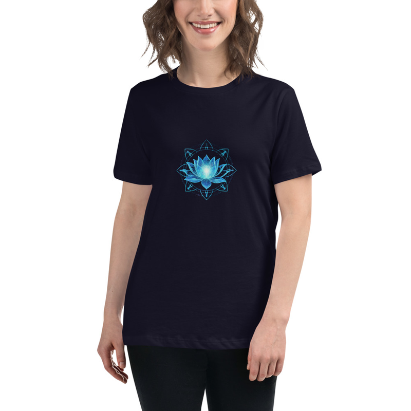 Data Lotus Women's Relaxed T-Shirt – M, Navy