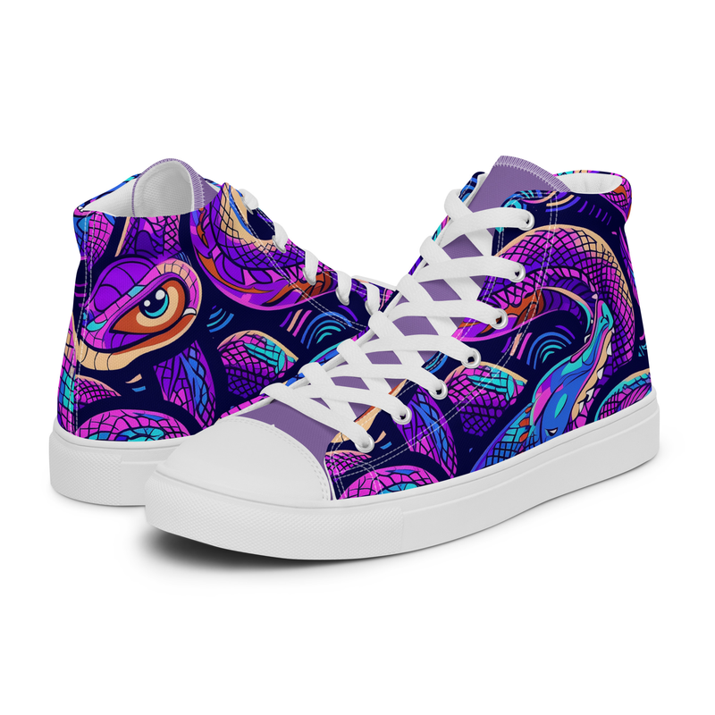 Purple Snakes - Women’s high top canvas shoes