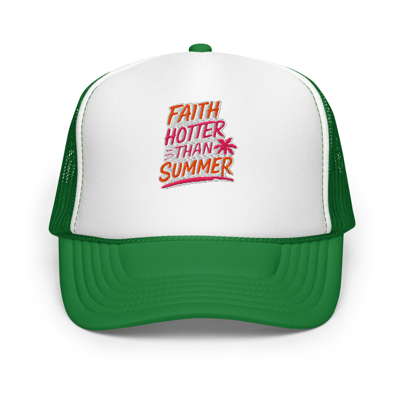 Faith of Summer - Foam Trucker Hat – One size, Kelly/ White/ Kelly