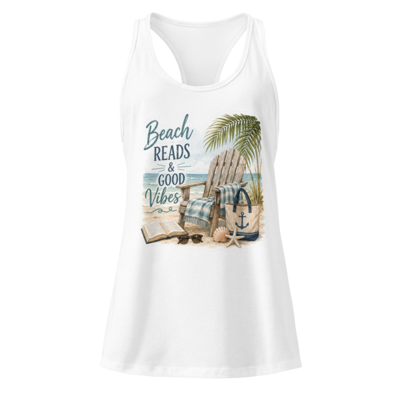 Beach Reads Women’s fitted racerback tank top – XS, White