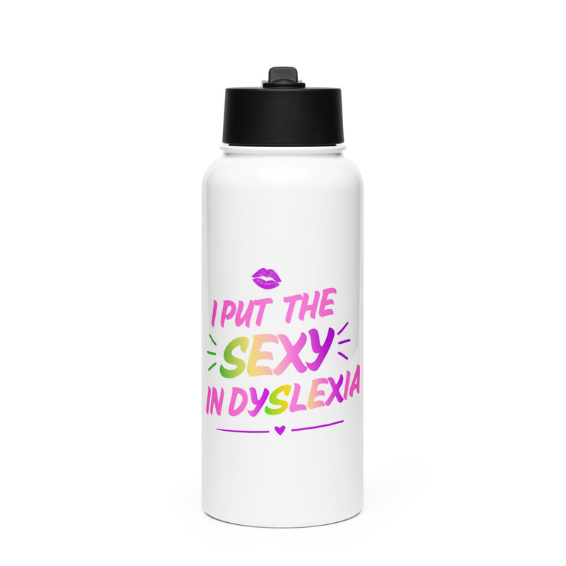 Stainless steel water bottle with a straw lid