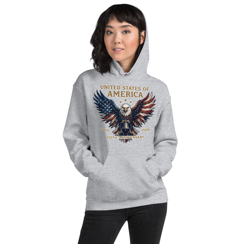 USA 250 | Spread Eagle Unisex Hoodie – XL, Sport Grey