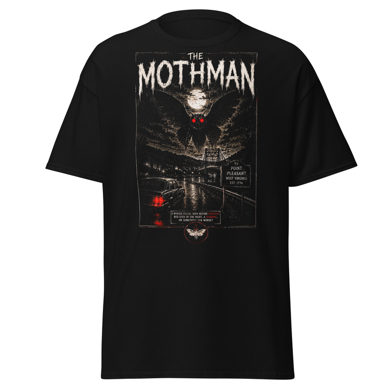 Mothman Cryptid Horror T-Shirt, Point Pleasant West Virginia Graphic Tee