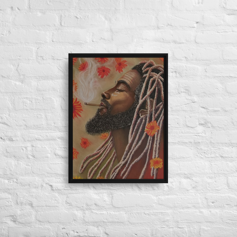 Canna Bliss Framed Canvas – 18″×24″, Black