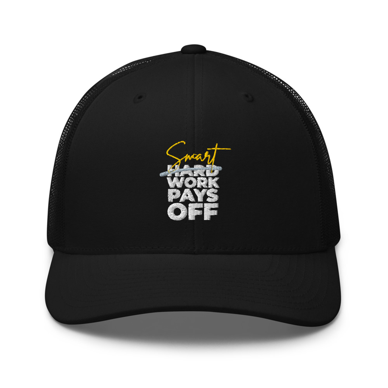 "Smart Work Pays Off" Monotone Trucker Hat