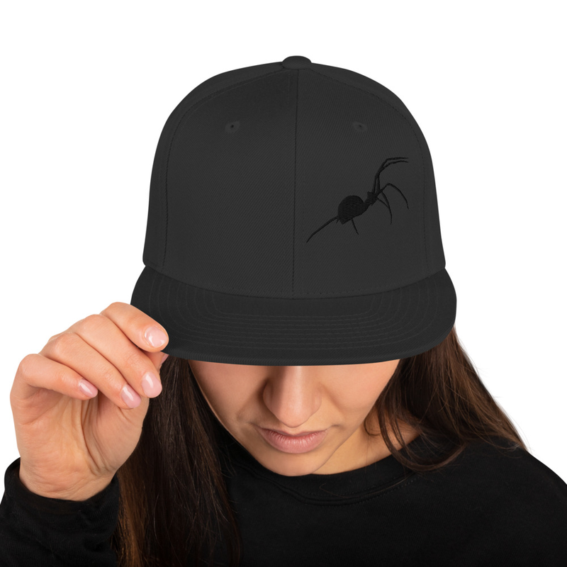 Black Tonal Spider Snapback Hat