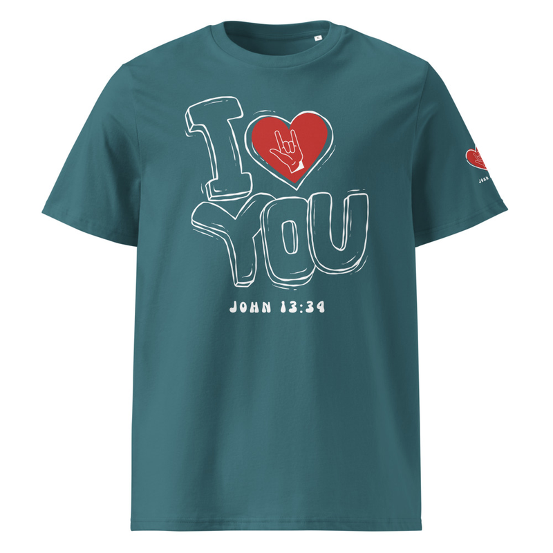 I Love you Unisex organic ribbed neck t-shirt – S, Stargazer