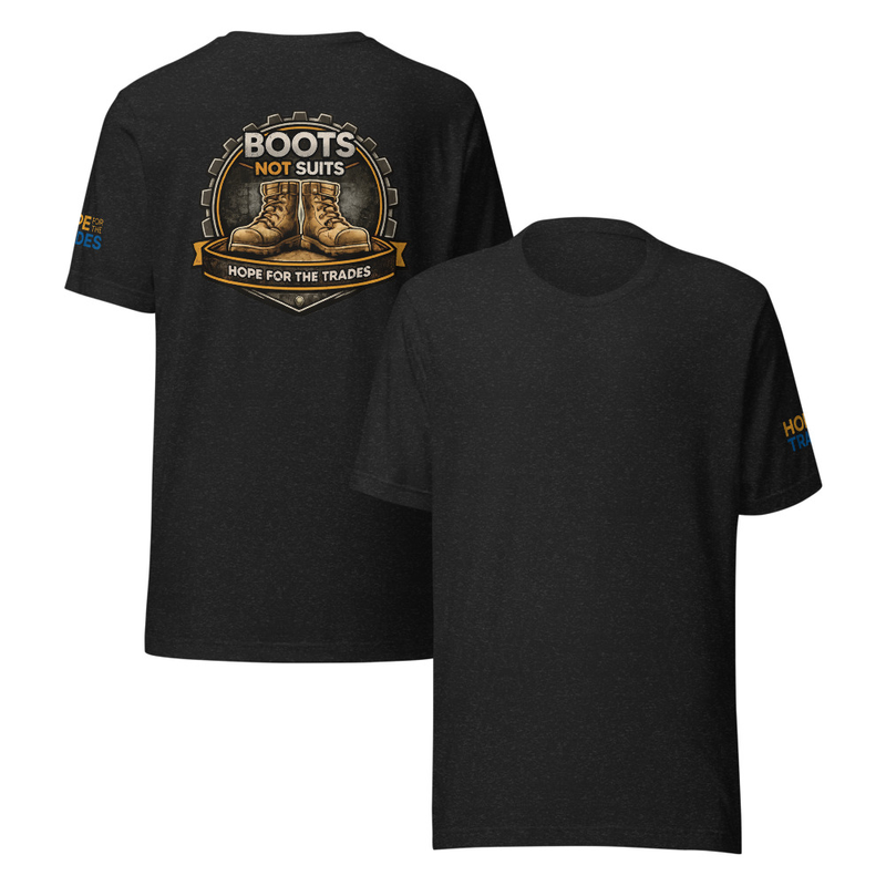 Boots Not Suits Black Heather Unisex t-shirt