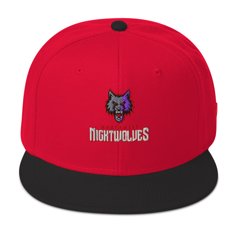 Northwest Nightwolves - Logo Snapback Hat – One size, Black / Red / Red