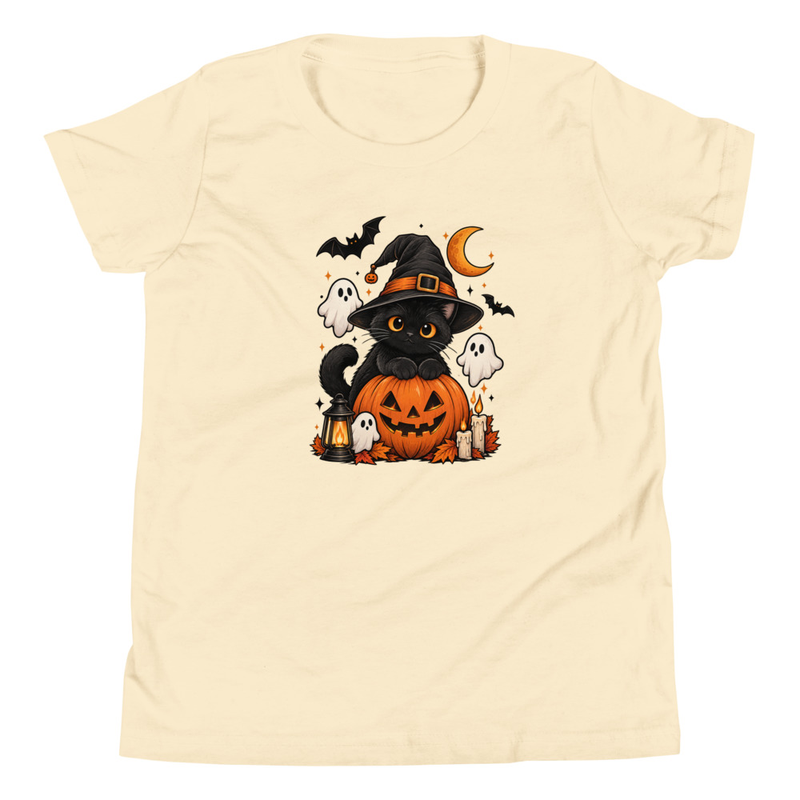 Halloween T-Shirt, Black Cat Witch Pumpkin Ghosts Spooky Halloween Graphic Tee – view 5