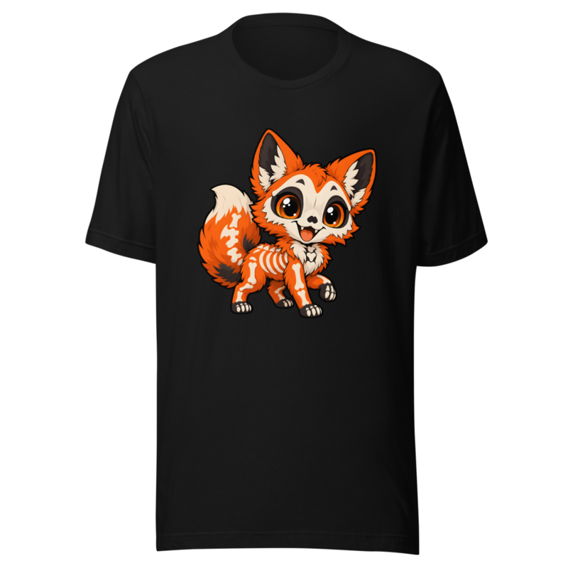 Skele-Fox on a black tee