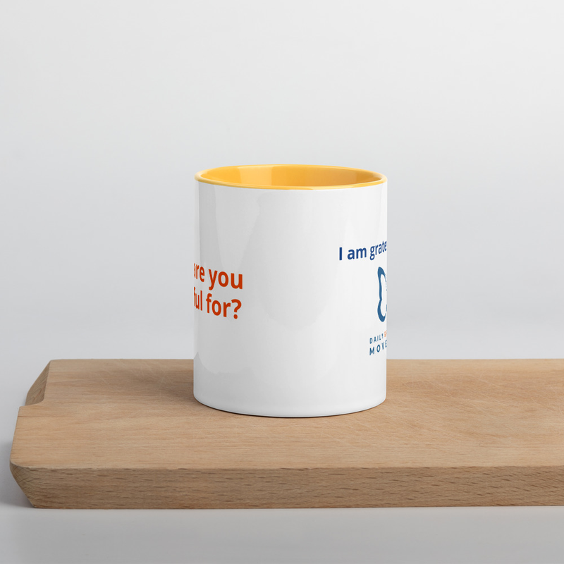 Gratitude Coffee Mug with Color Inside – 11 oz, Golden Yellow