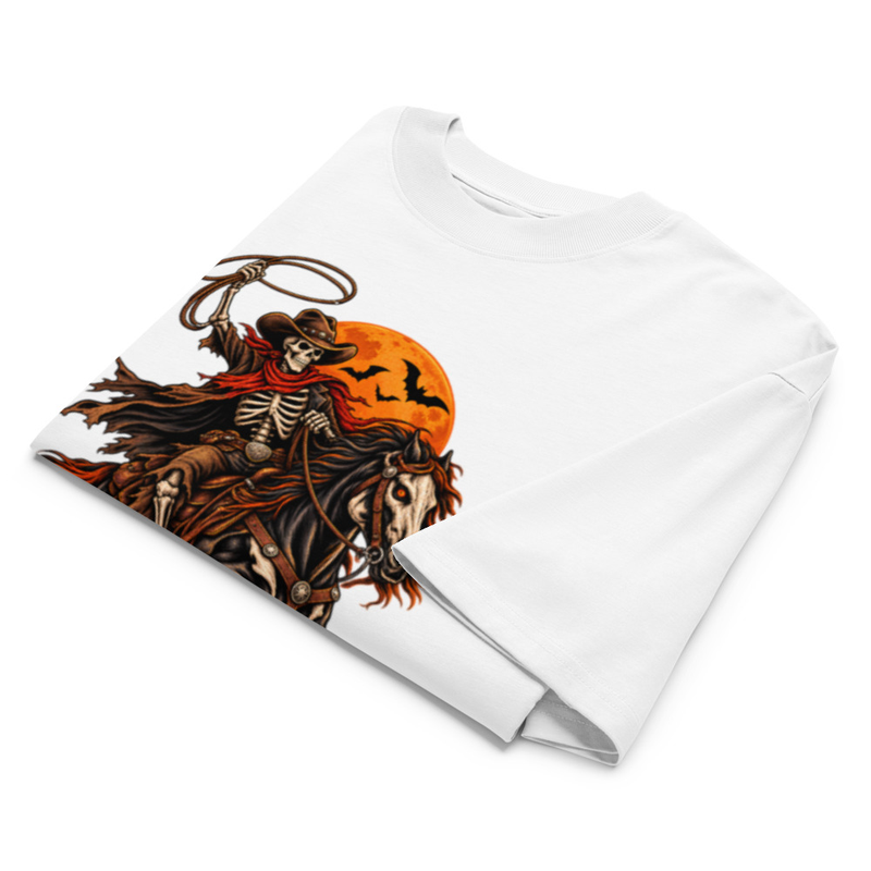 Skeleton Cowboy Halloween Shirt Western Horseman Gothic Vintage Graphic – view 4