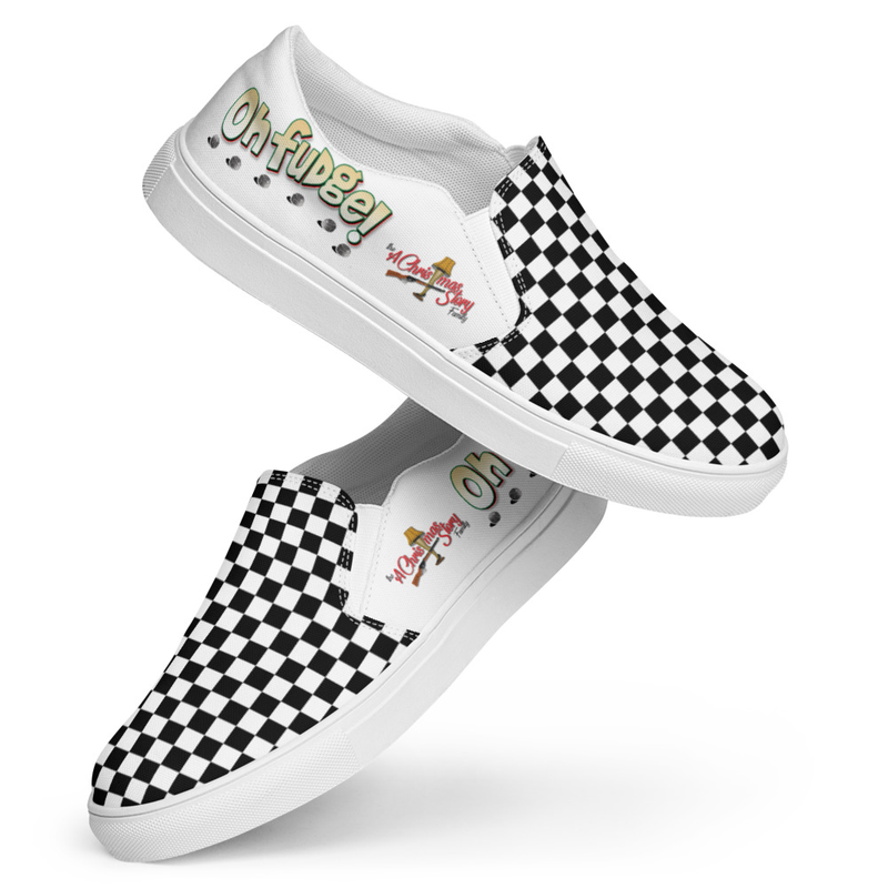 Women’s "Ohhh Fudge"! Custom Made "Classic Checker Board" Christmas Story Family Comfy Slip-ons