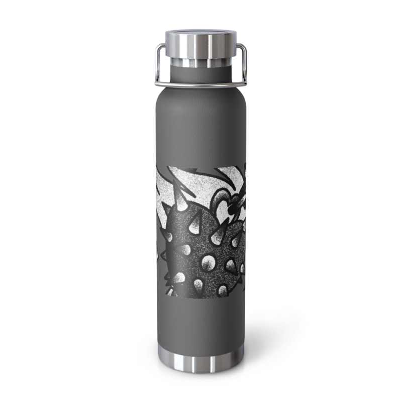 Burned Hearts Flail Copper Vacuum Insulated Bottle - by Collin – 22oz, Grey