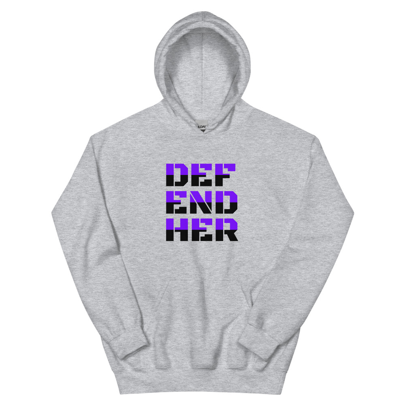 "DefendHer" Actual Girl Hoodie - for Men – 5XL, Sport Grey