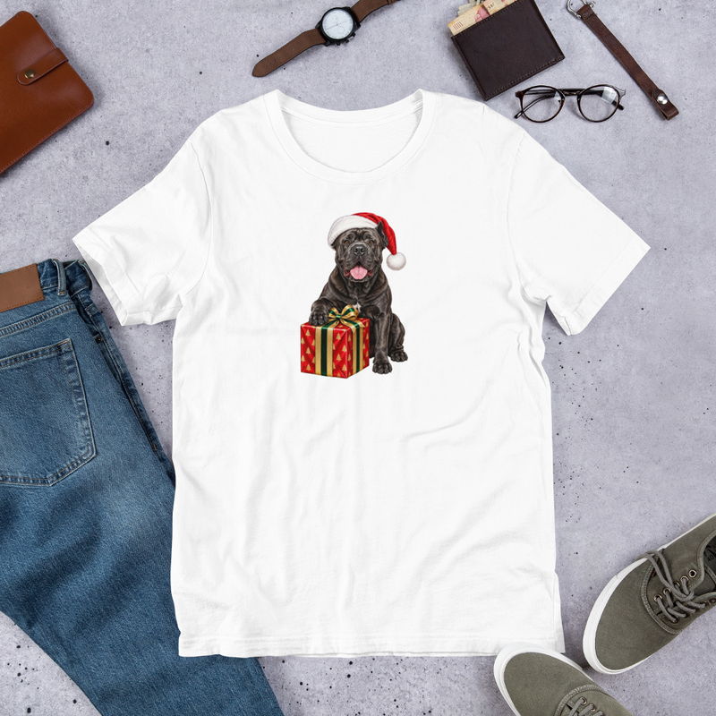 Cane Corso Dog Santa Hat Gift Box Christmas T-Shirt