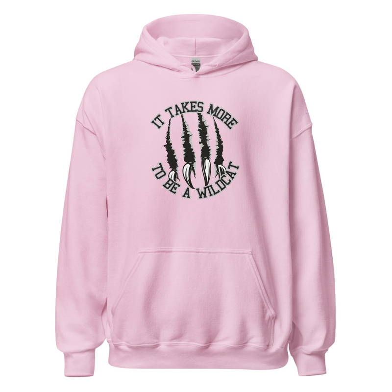 It Takes More to be a Wildcat Unisex Hoodie (black font) – XL, Light Pink