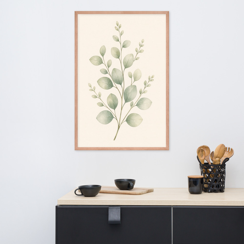 Layered Sage Leaves Framed Botanical Wall Art — Minimalist Watercolor — thumbnail 12