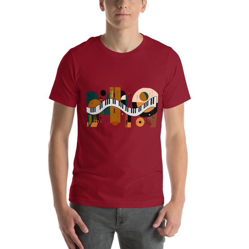 Abstract Piano Keyboard on Unisex T-shirt – Image 5