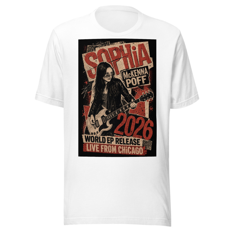 Sophia Vintage Guitar Poster White Unisex t-shirt