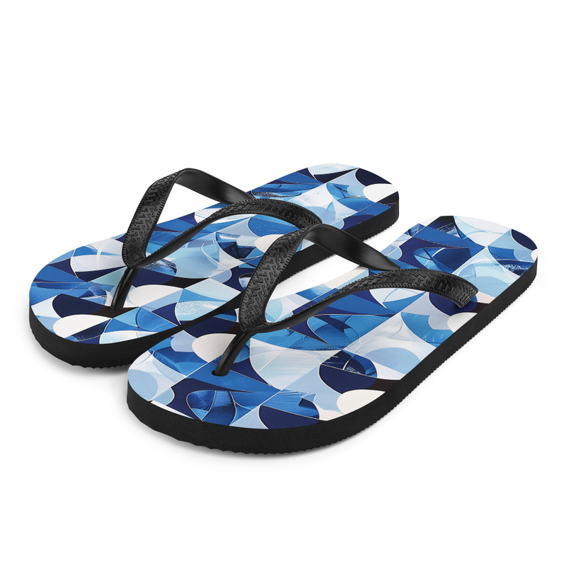 Blue & White Abstraction Flip-Flops House or Outdoor Slippers