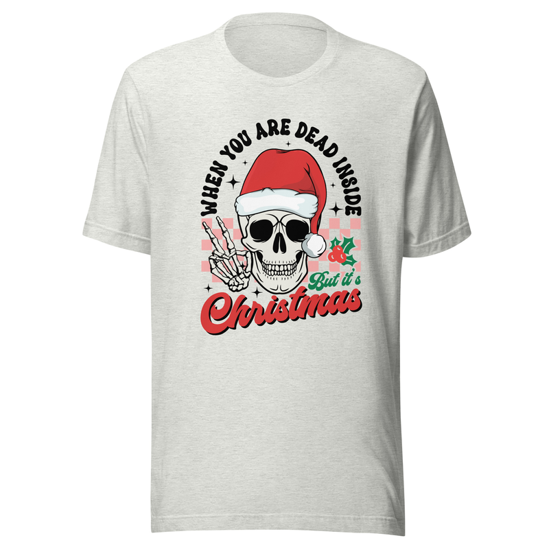 Festive Spirits" Skull & Holly Christmas Tee