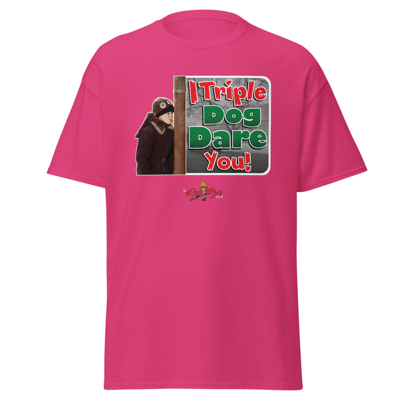 The “I Triple Dog Dare You!” T-Shirt Christmas Story Family Style – S, Heliconia